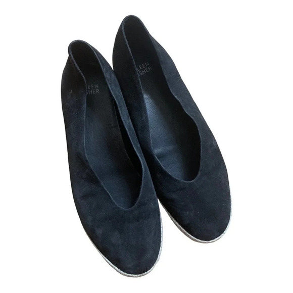 Eileen Fisher suede black flats size 10 - Picture 1 of 6